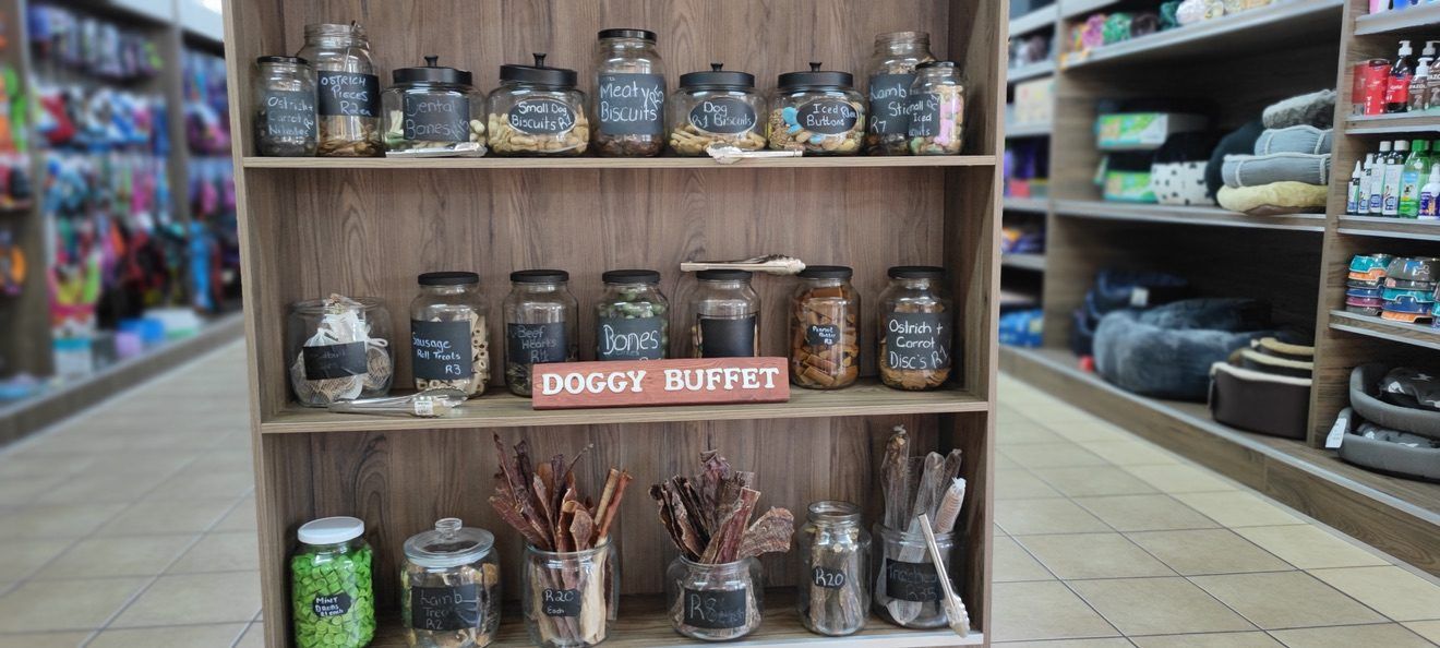 The Doggy Buffet treat bar in the shop
