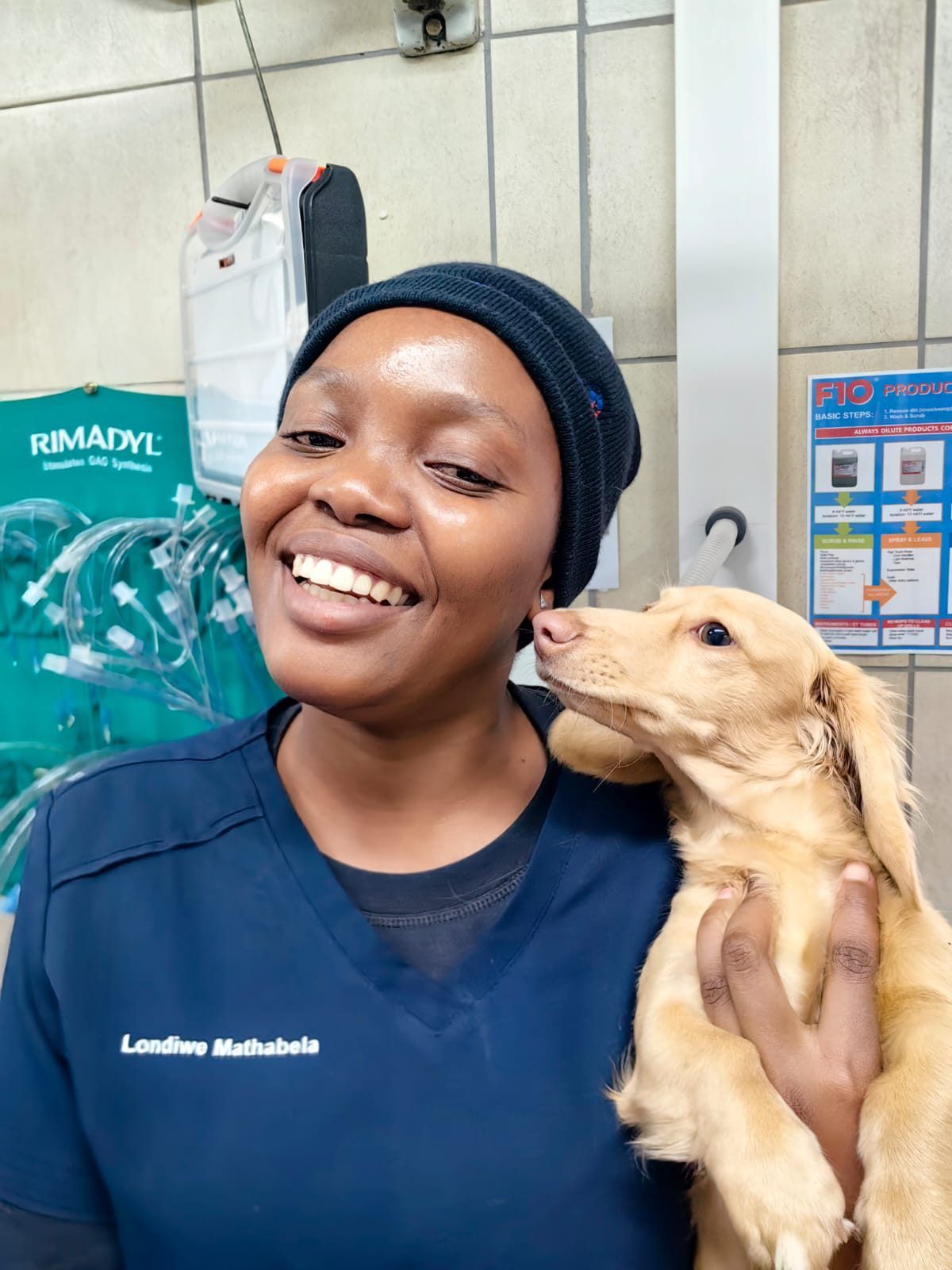 Londiwe Mathabela with a puppy